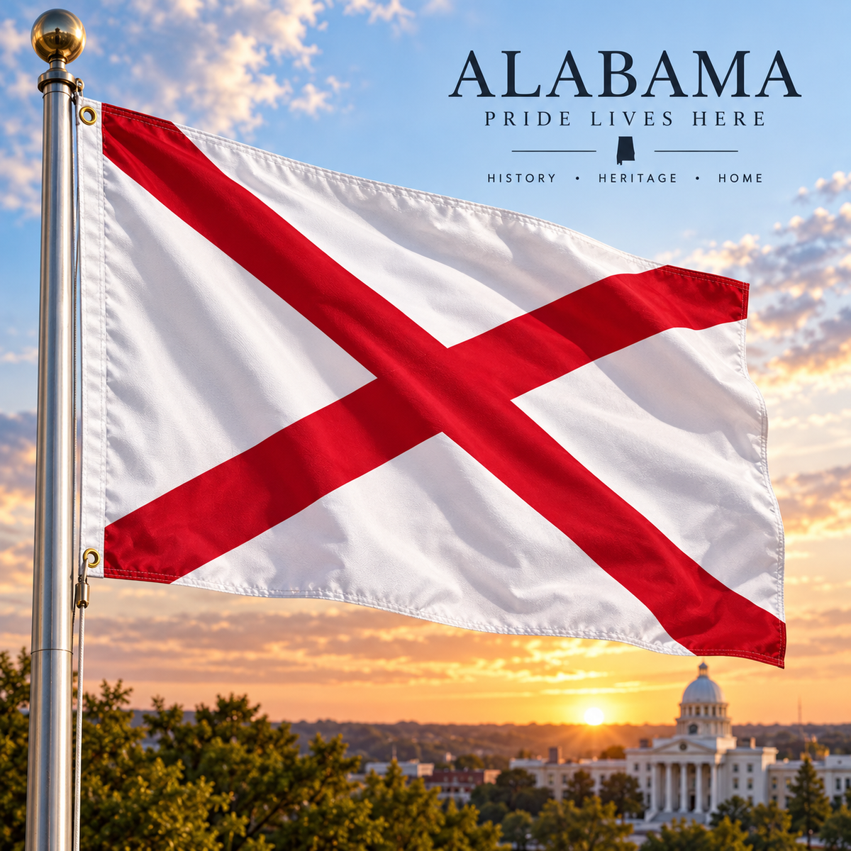 Nylon Alabama State Flag-3'x5' to 6x10'