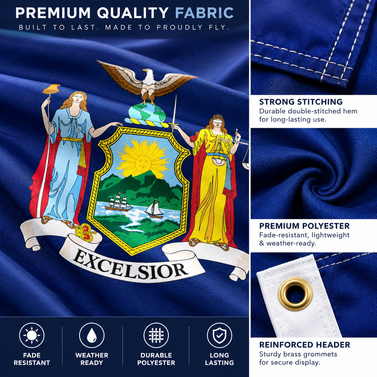 Nylon New York State Flag-3'x5' to 6x10'