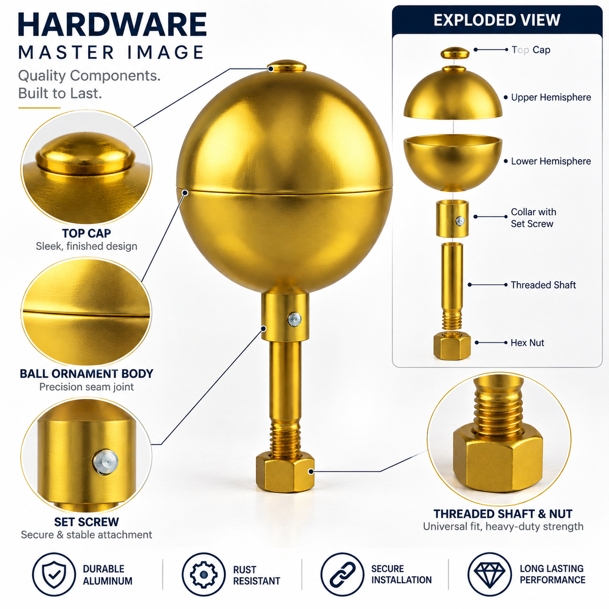 Flagpole Ball Ornaments