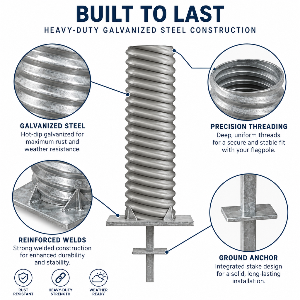 Galvanized Steel Flagpole Foundation Sleeve