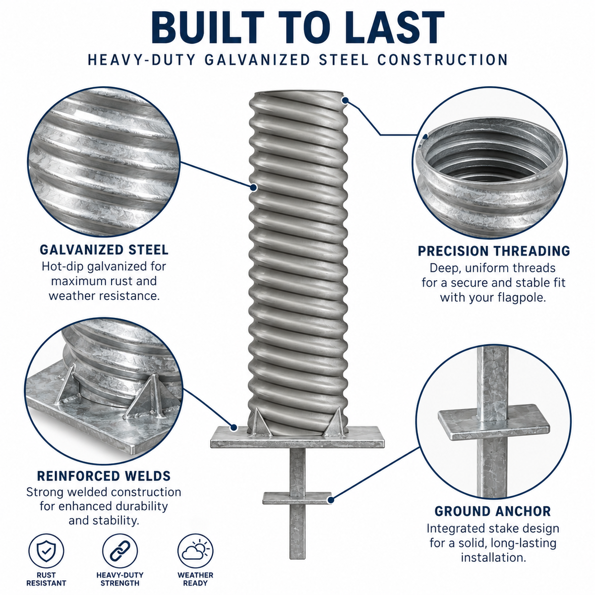 Galvanized Steel Flagpole Foundation Sleeve