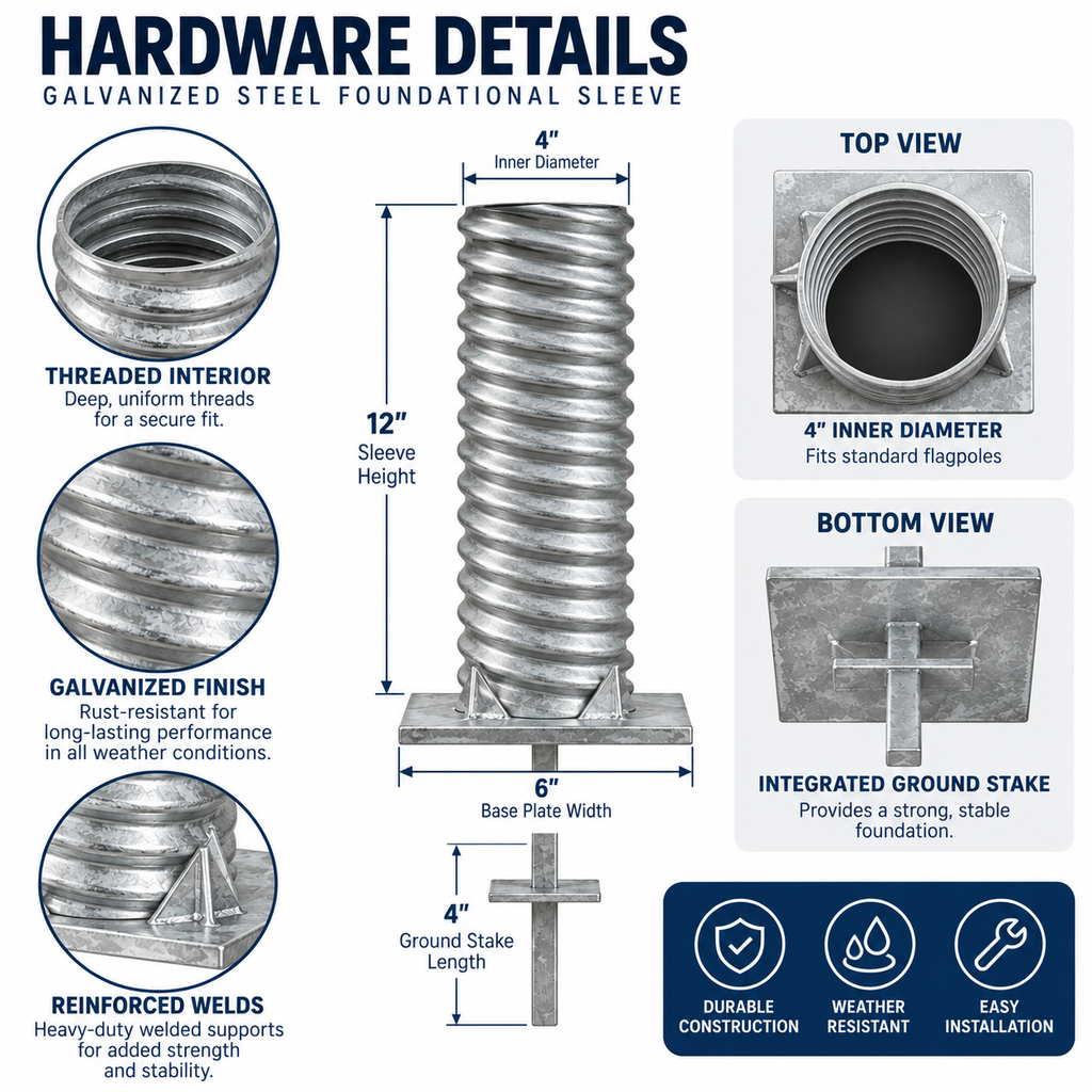 Galvanized Steel Flagpole Foundation Sleeve