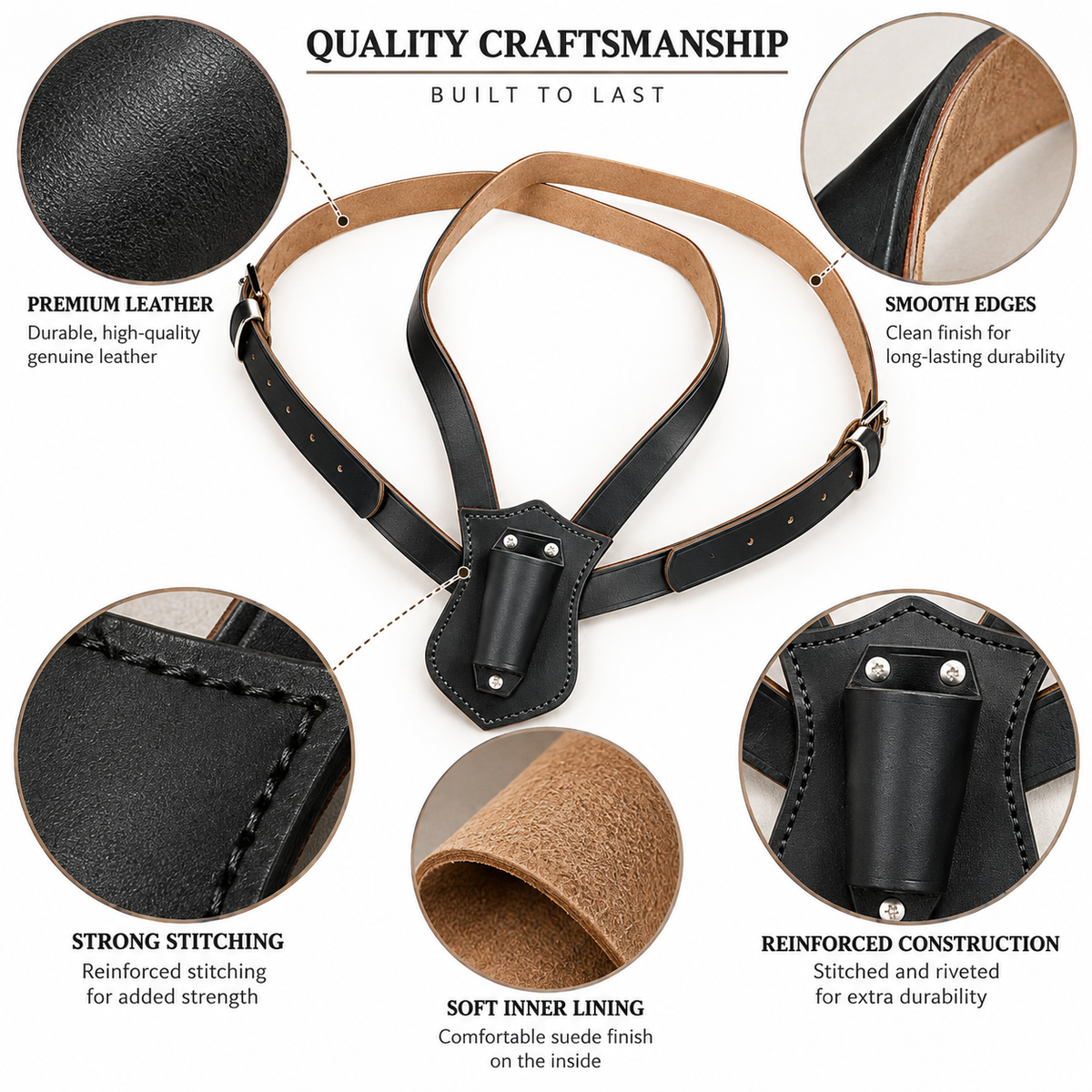 Double Strap Leather Flagpole Belt