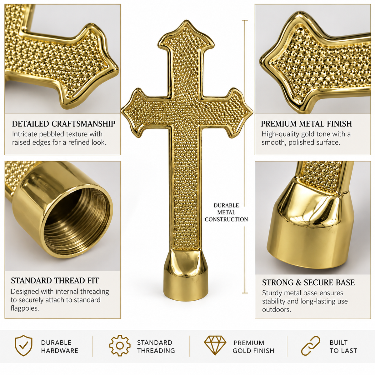 Fancy Cross Flagpole Ornament