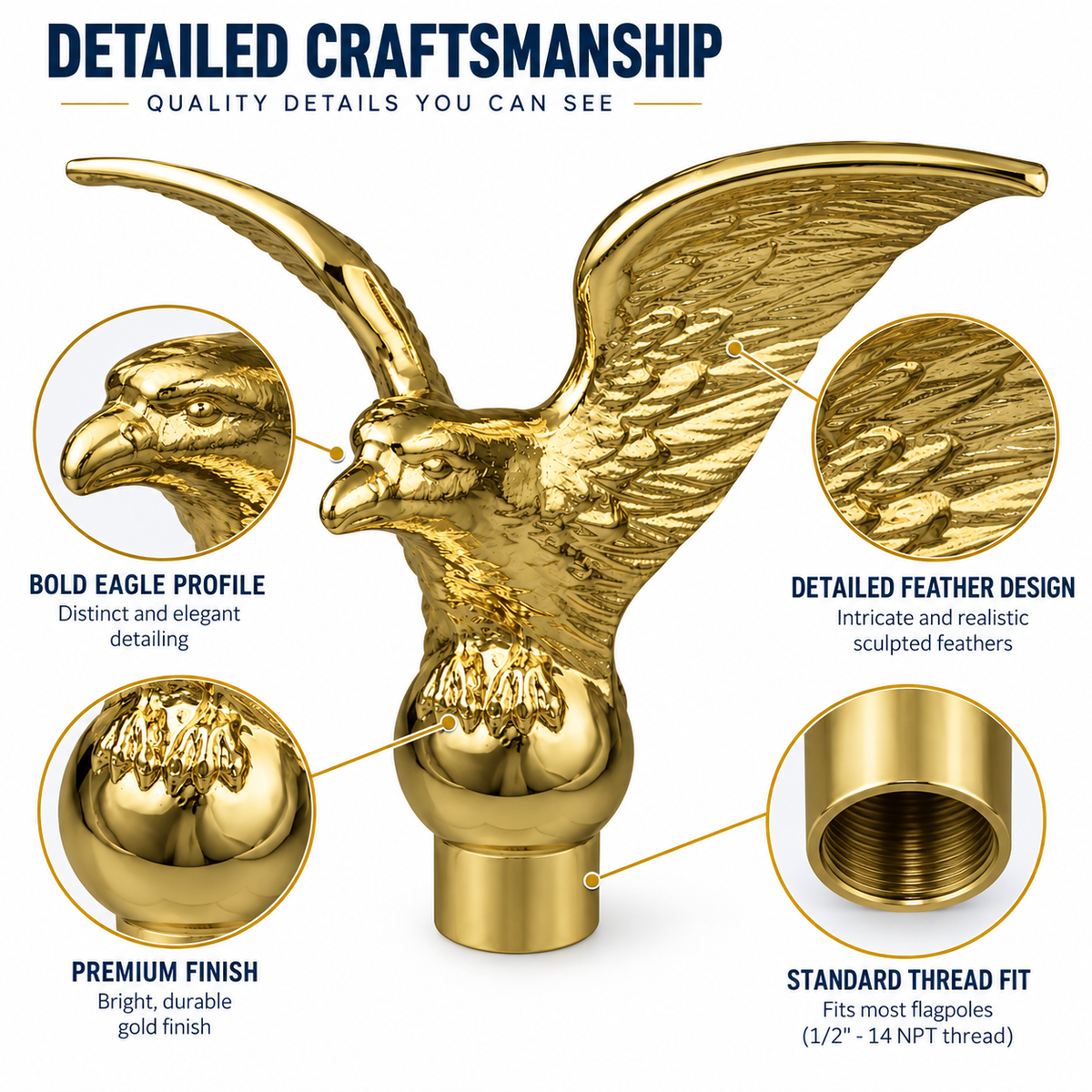 Flying Eagle Flagpole Ornament