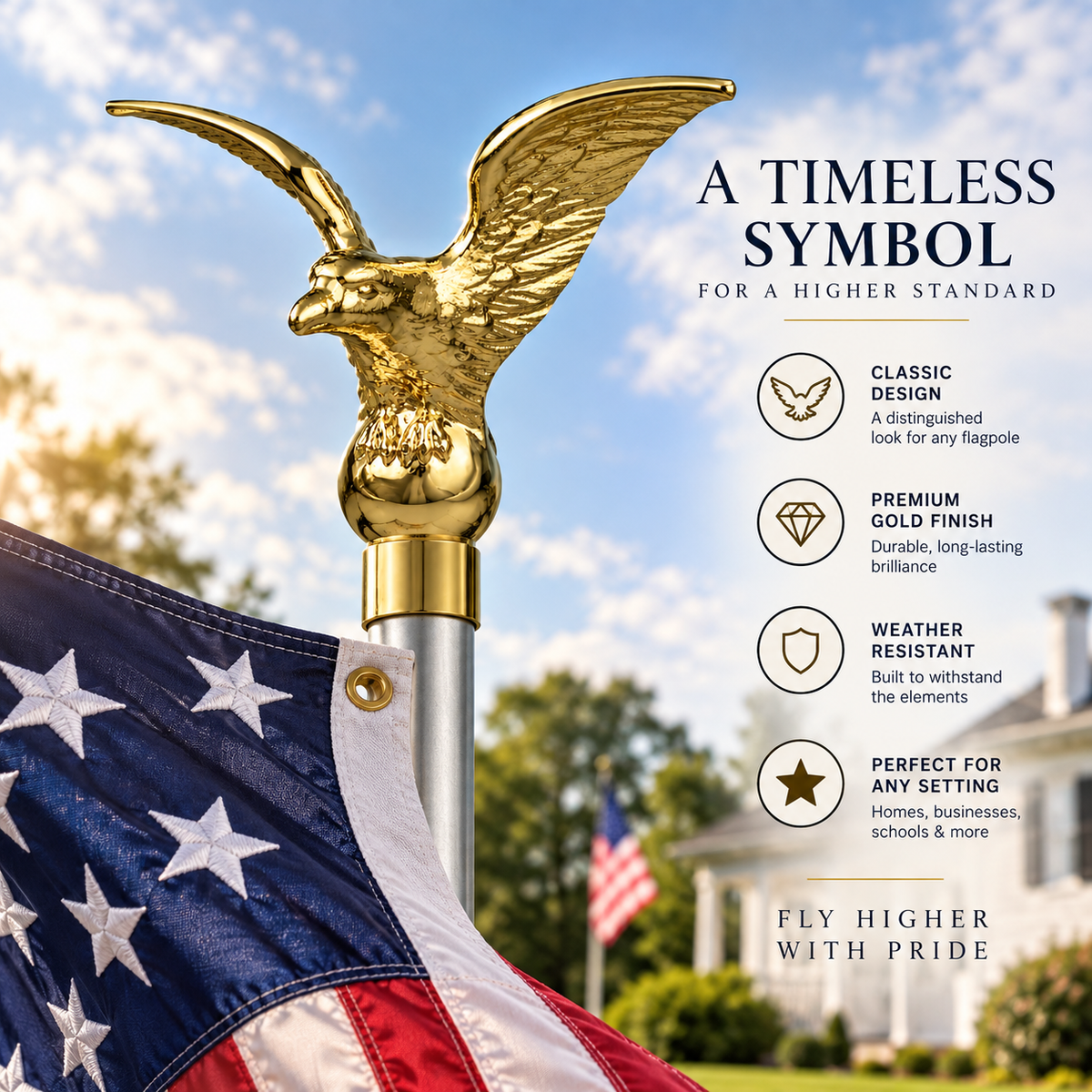 Flying Eagle Flagpole Ornament