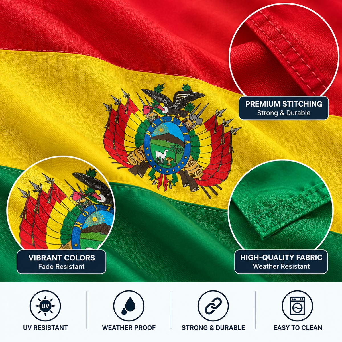 Bolivia Flag 2'x3' to 5'x8' Nylon