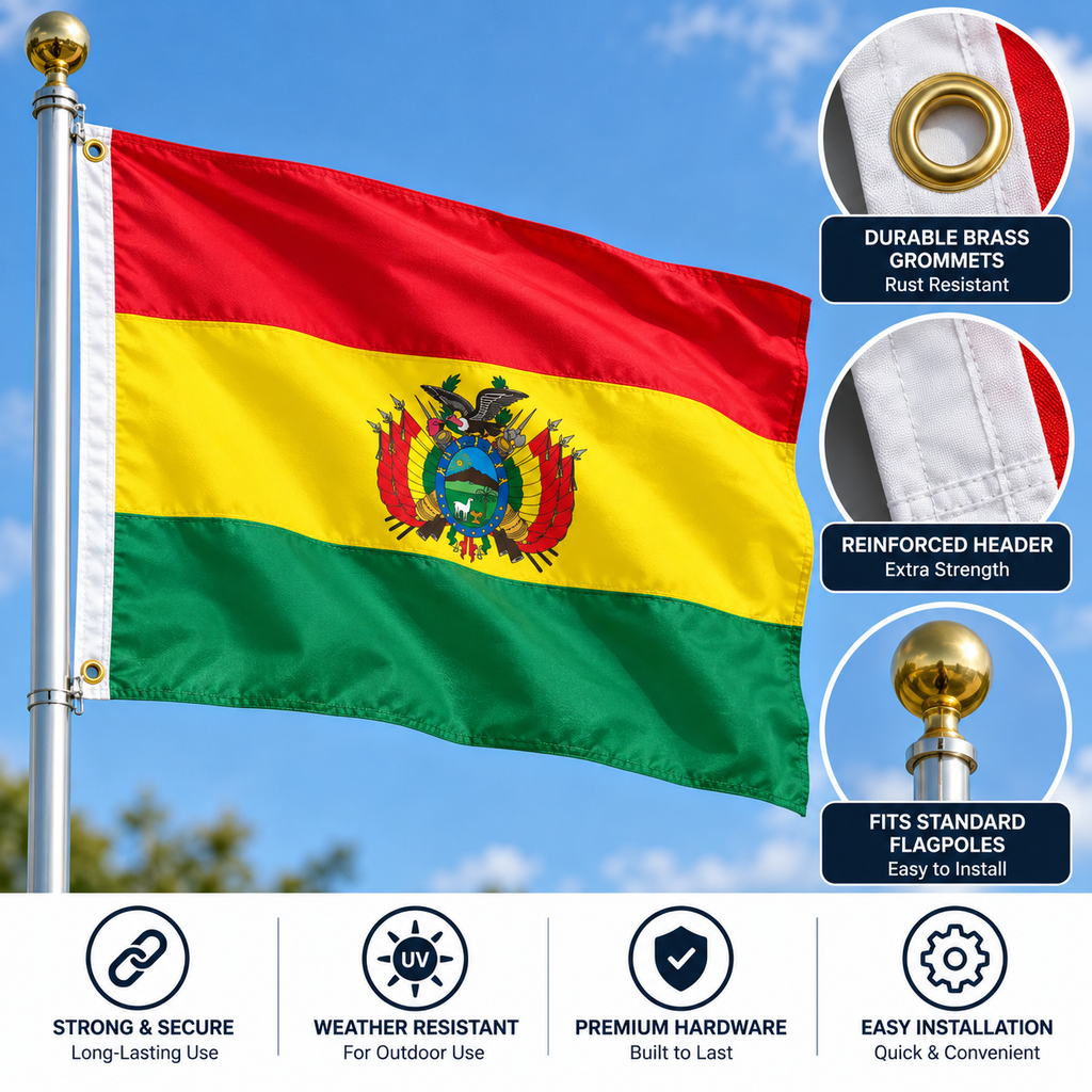 Bolivia Flag 2'x3' to 5'x8' Nylon