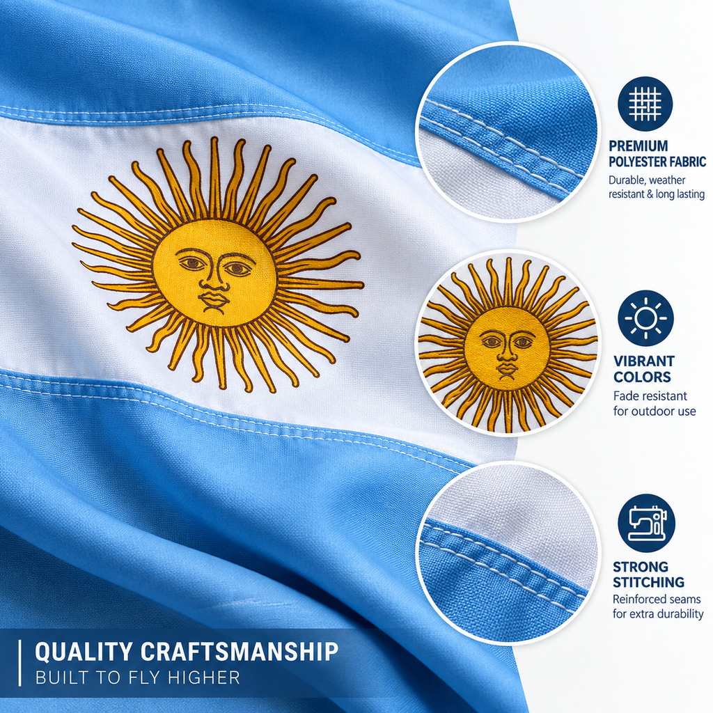 Argentina Flag 2'x3' to 5'x8' Nylon