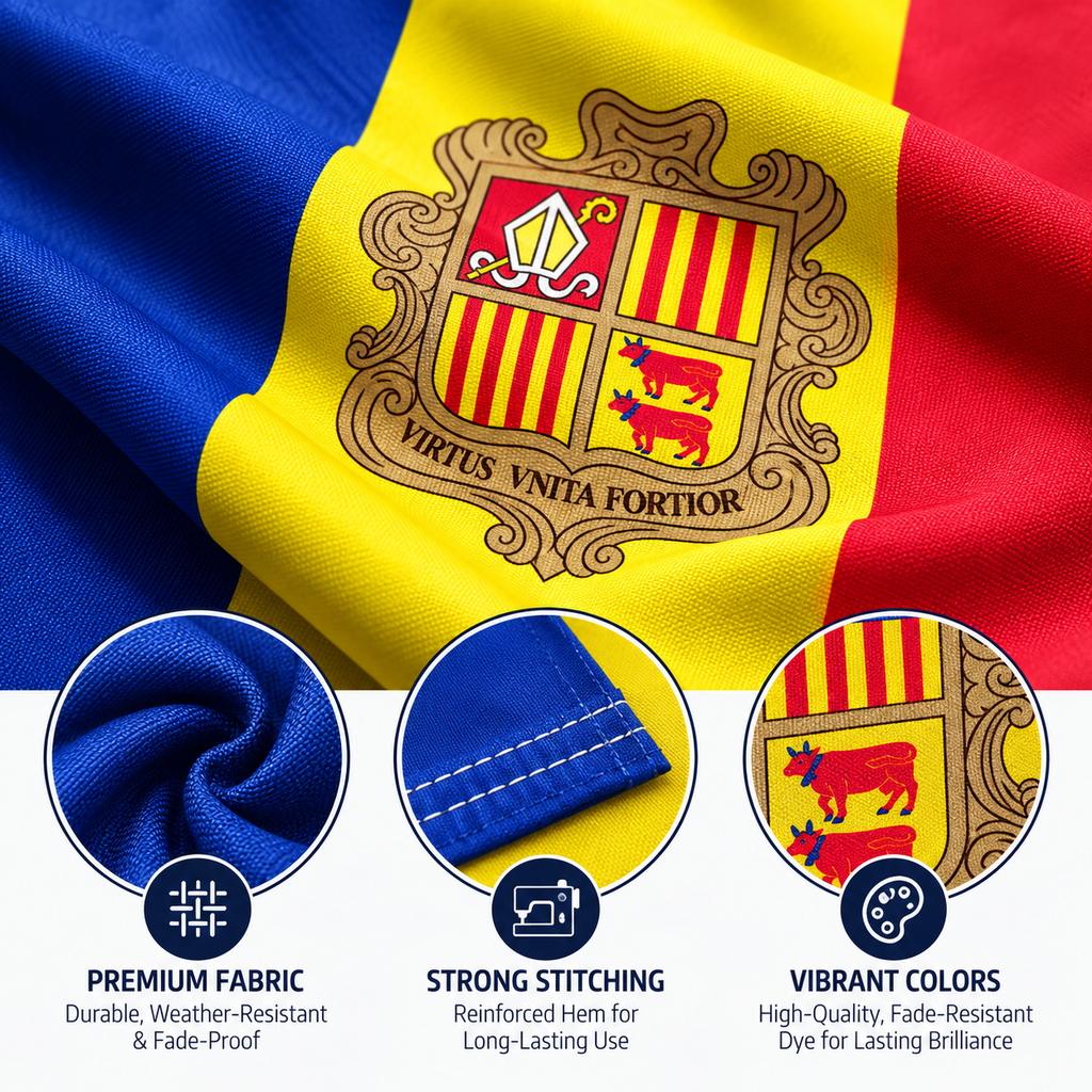 Andorra Flag 2'x3' to 5'x8' Nylon