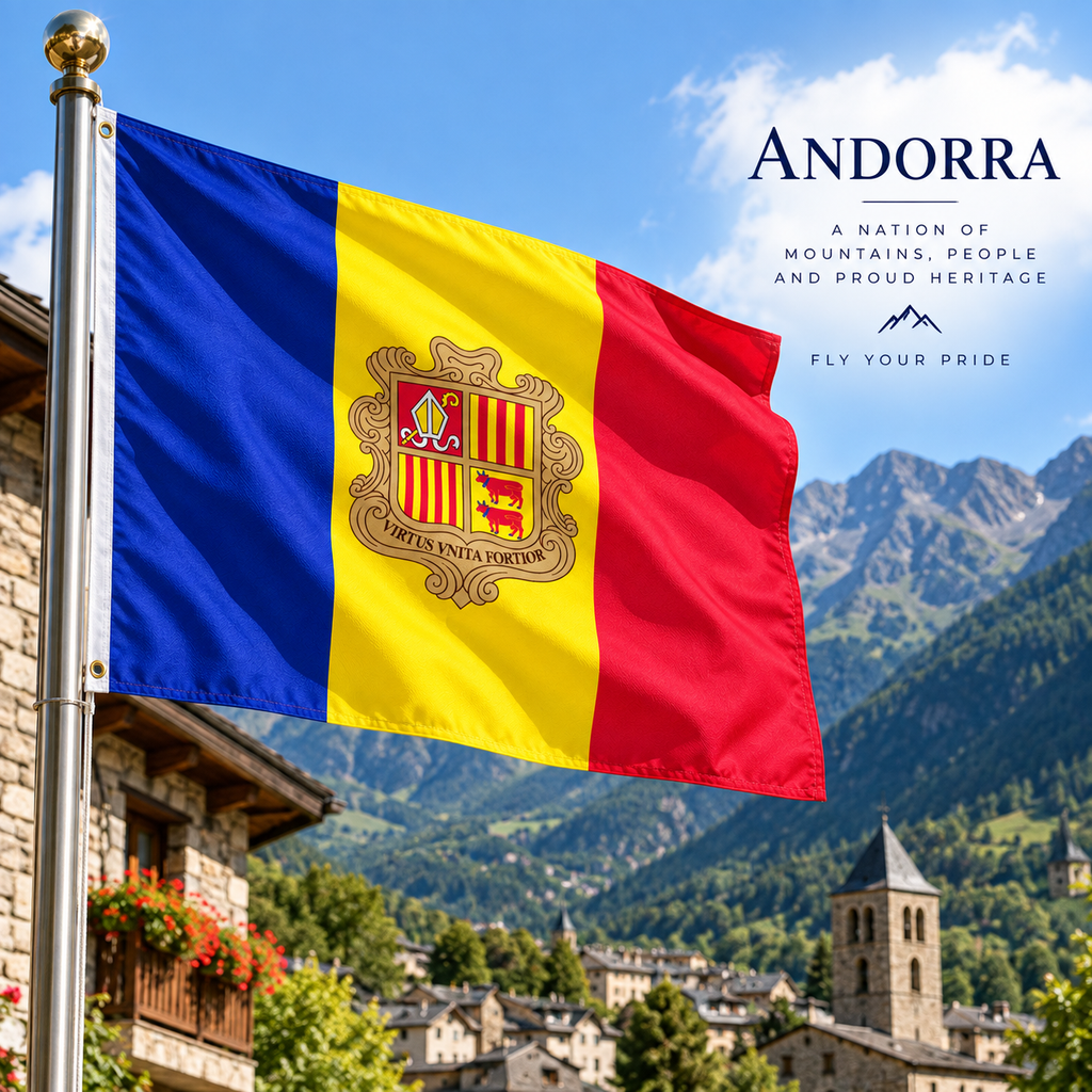 Andorra Flag 2'x3' to 5'x8' Nylon