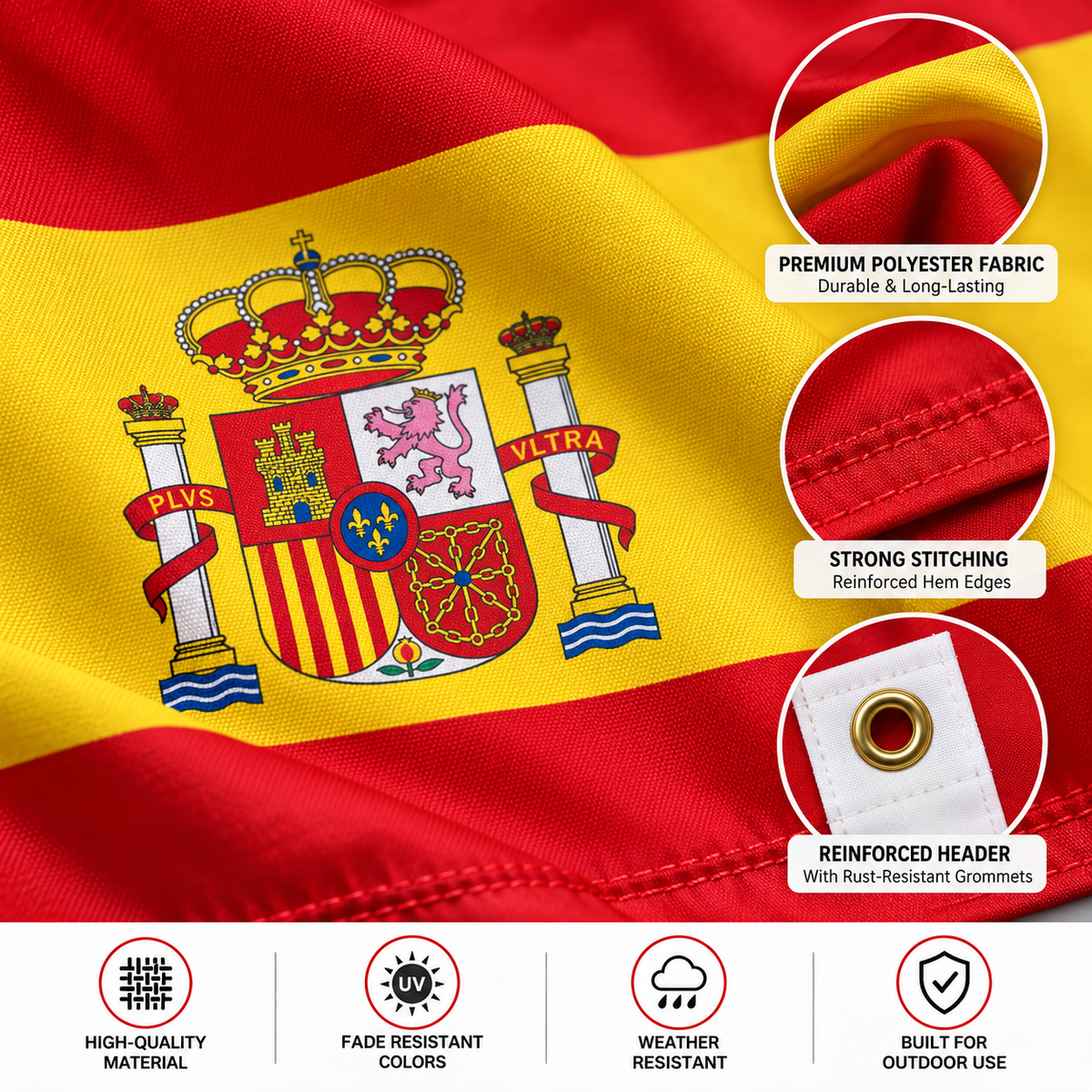 Spain Flag 2'x3' to 5'x8' Nylon