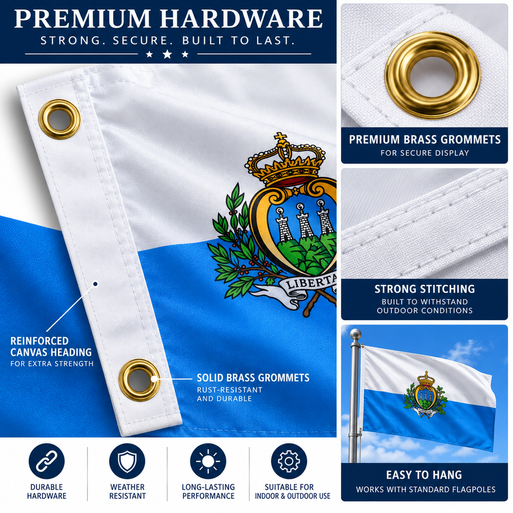 San Marino Flag 2'x3' to 5'x8' Nylon