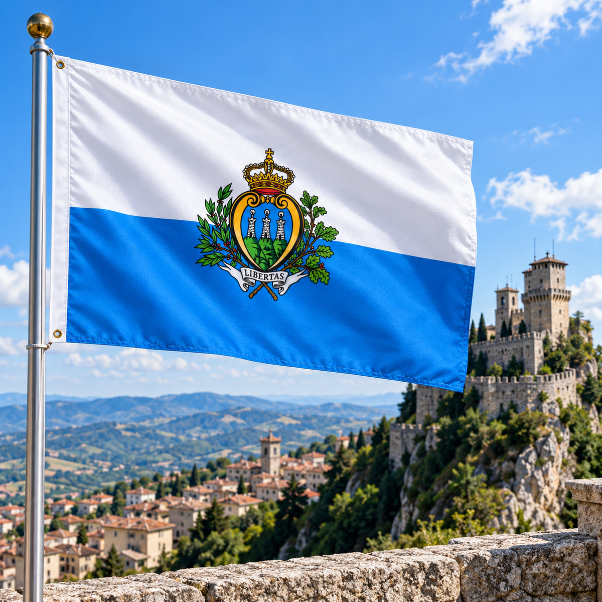 San Marino Flag 2'x3' to 5'x8' Nylon