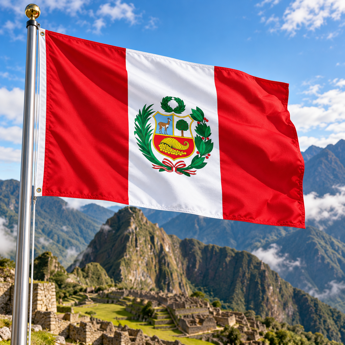 Peru Flag 2'x3' to 5'x8' Nylon