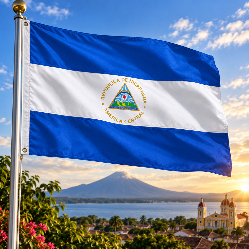 Nicaragua Flag 2'x3' to 5'x8' Nylon