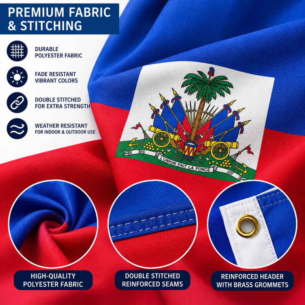Haiti Flag 2'x3' to 5'x8' Nylon