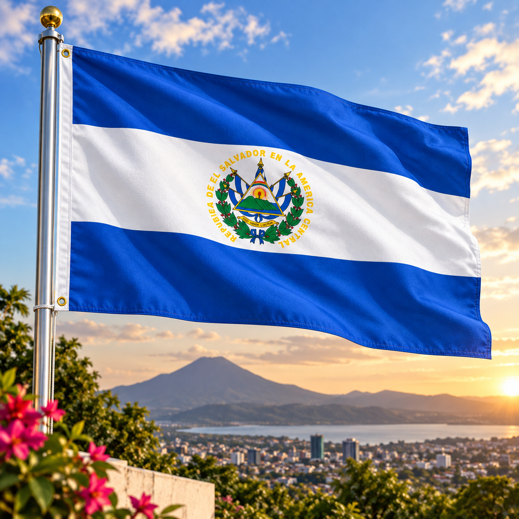 El Salvador Flag 2'x3' to 5'x8' Nylon