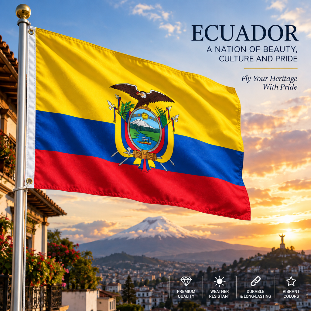 Ecuador Flag 2'x3' to 5'x8' Nylon