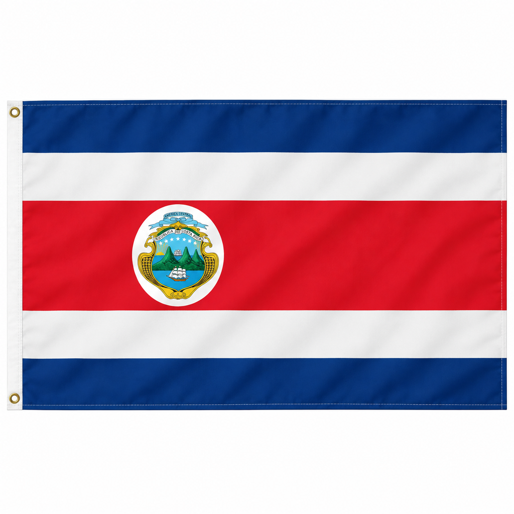 Costa Rica Flag 2'x3' to 5'x8' Nylon