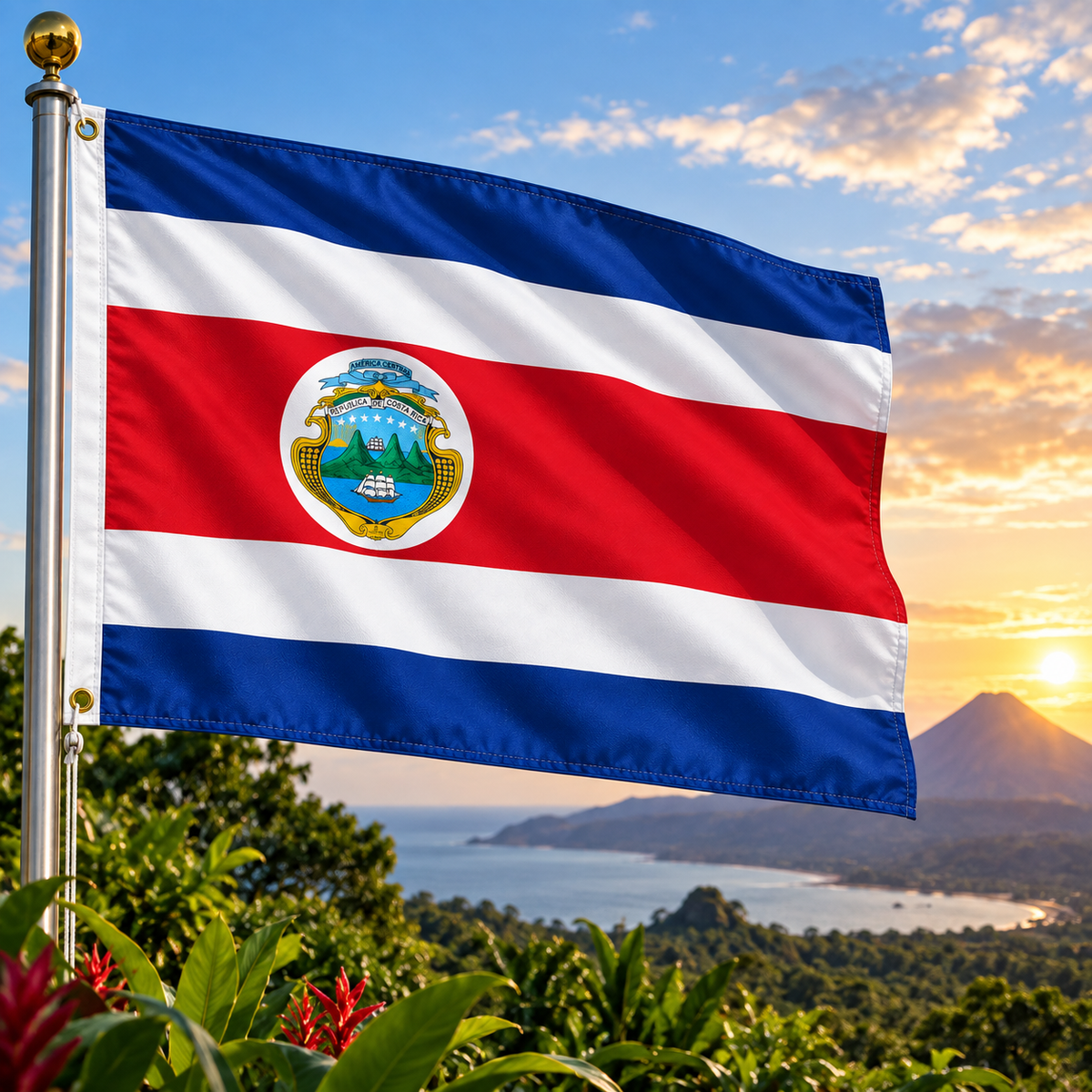 Costa Rica Flag 2'x3' to 5'x8' Nylon