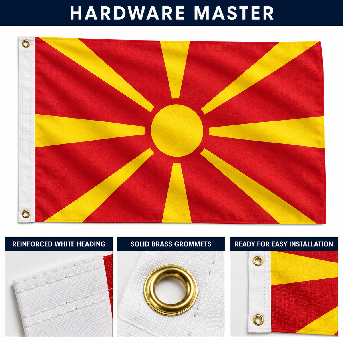 Macedonia Flag 2'x3' to 5'x8' Nylon