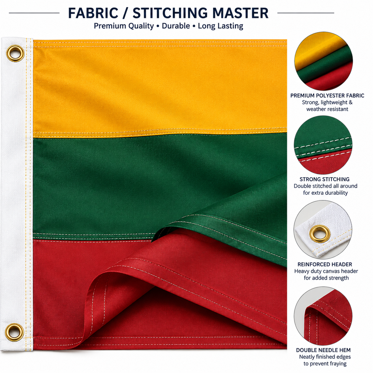 Lithuania Flag 2'x3' to 5'x8' Nylon