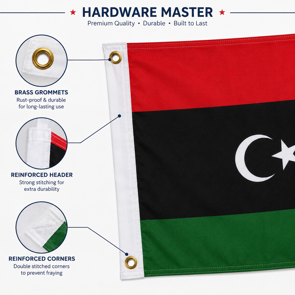 Libya Flag 2'x3' to 5'x8' Nylon