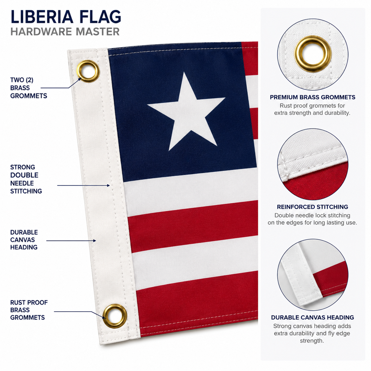 Liberia Flag 2'x3' to 5'x8' Nylon