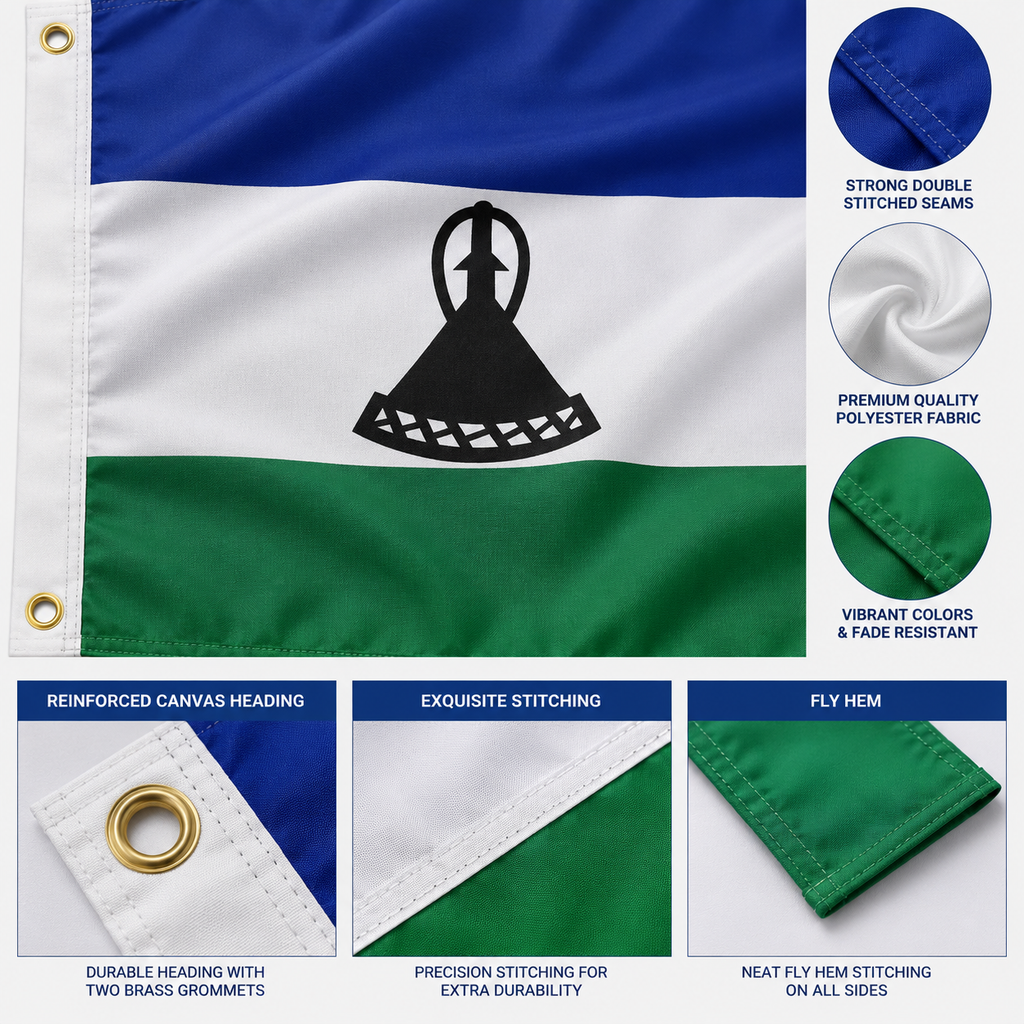 Lesotho Flag 2'x3' to 5'x8' Nylon