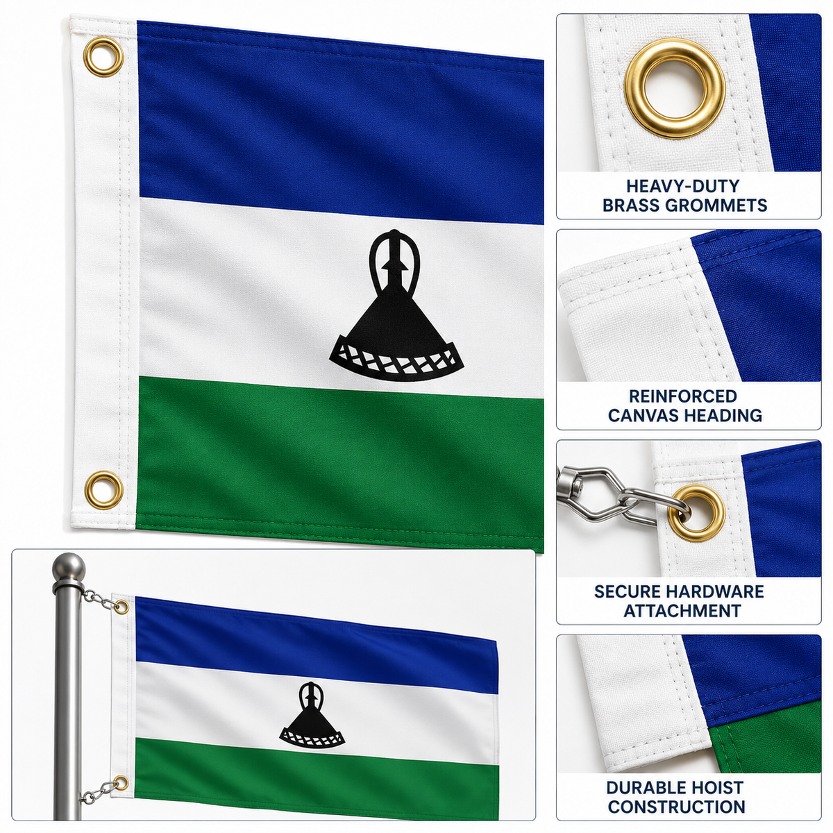 Lesotho Flag 2'x3' to 5'x8' Nylon