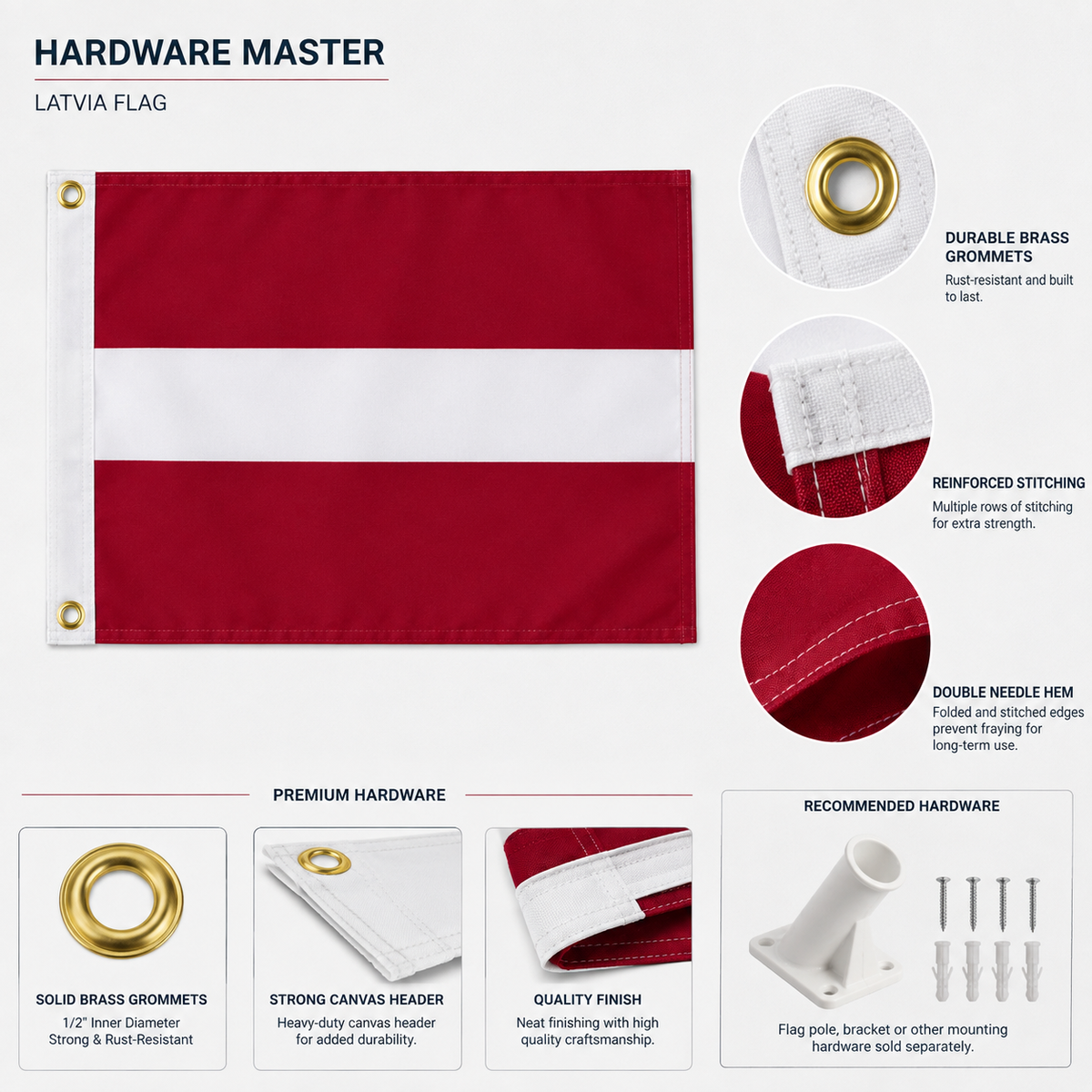 Latvia Flag 2'x3' to 5'x8' Nylon