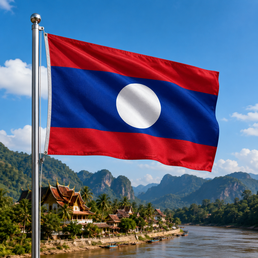 Laos Flag 2'x3' to 5'x8' Nylon