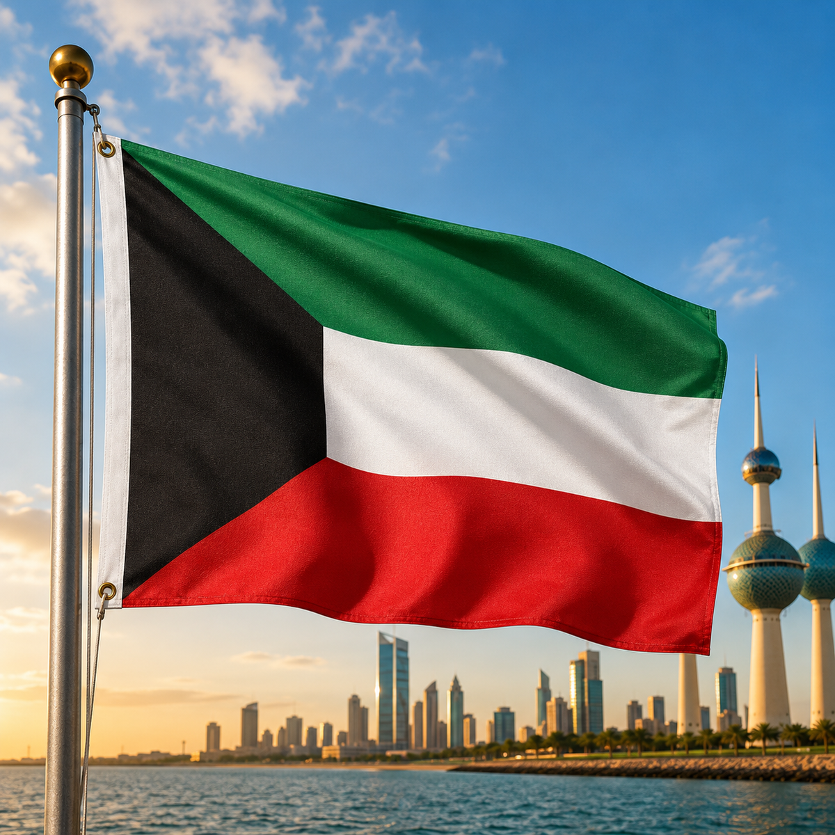 Kuwait Flag 2'x3' to 5'x8' Nylon