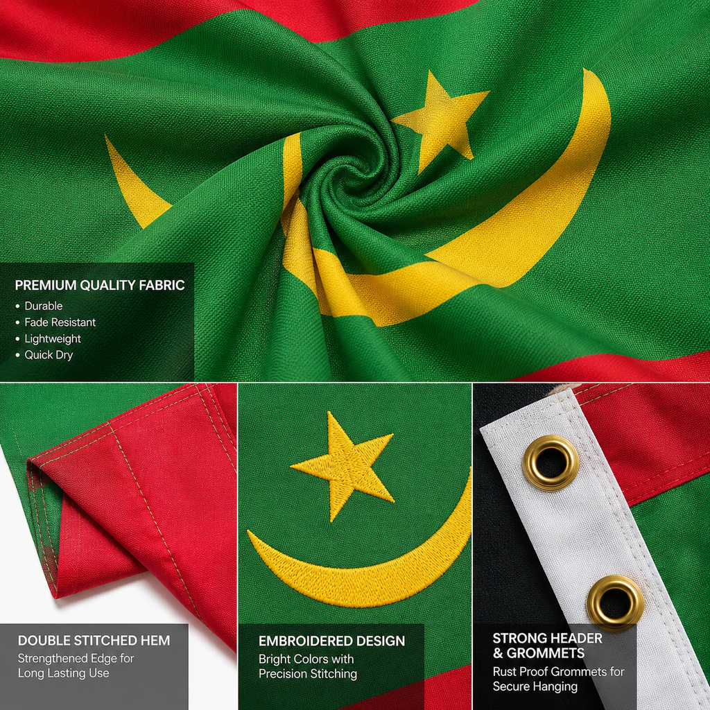 Mauritania Flag 2'x3' to 5'x8' Nylon