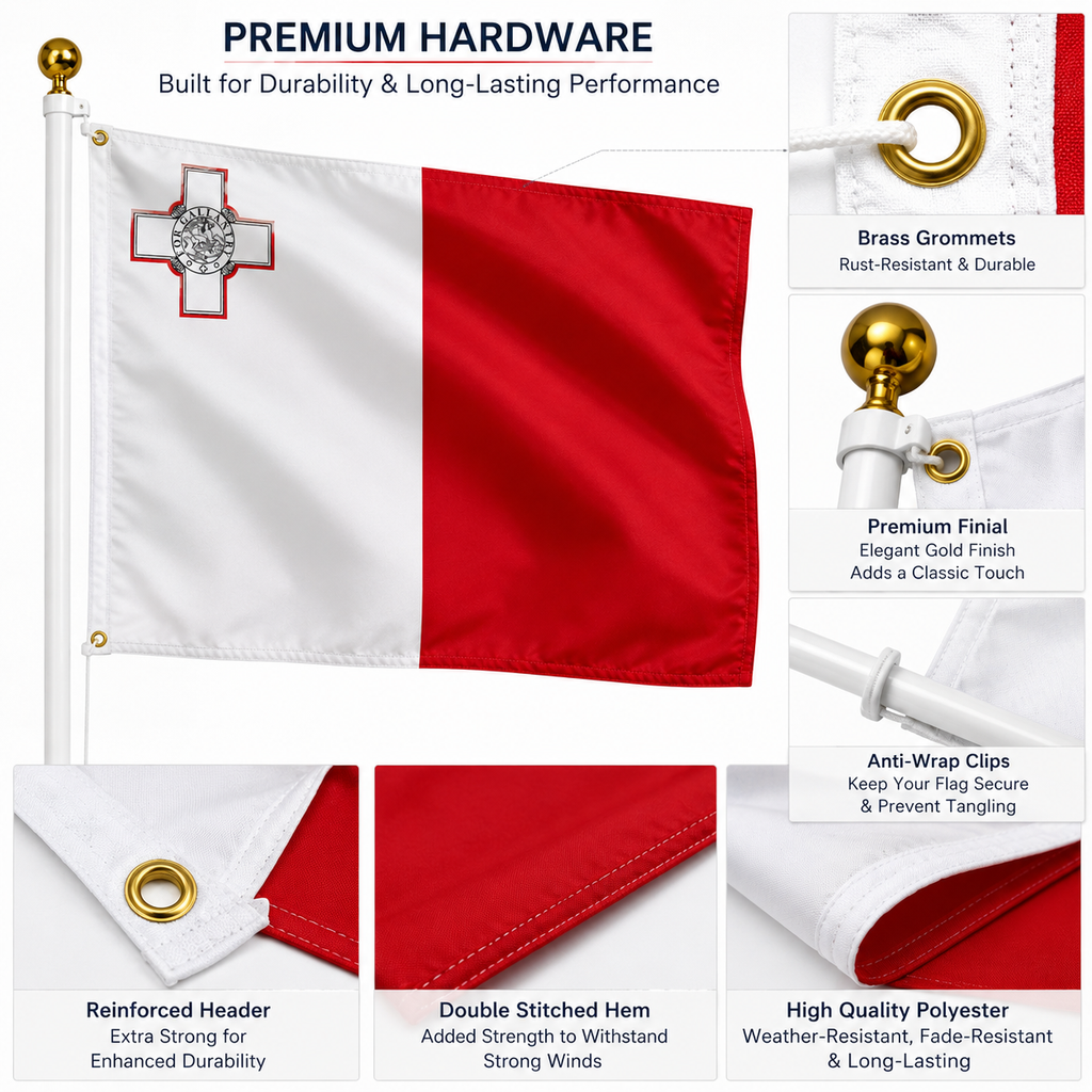 Malta Flag 2'x3' to 5'x8' Nylon
