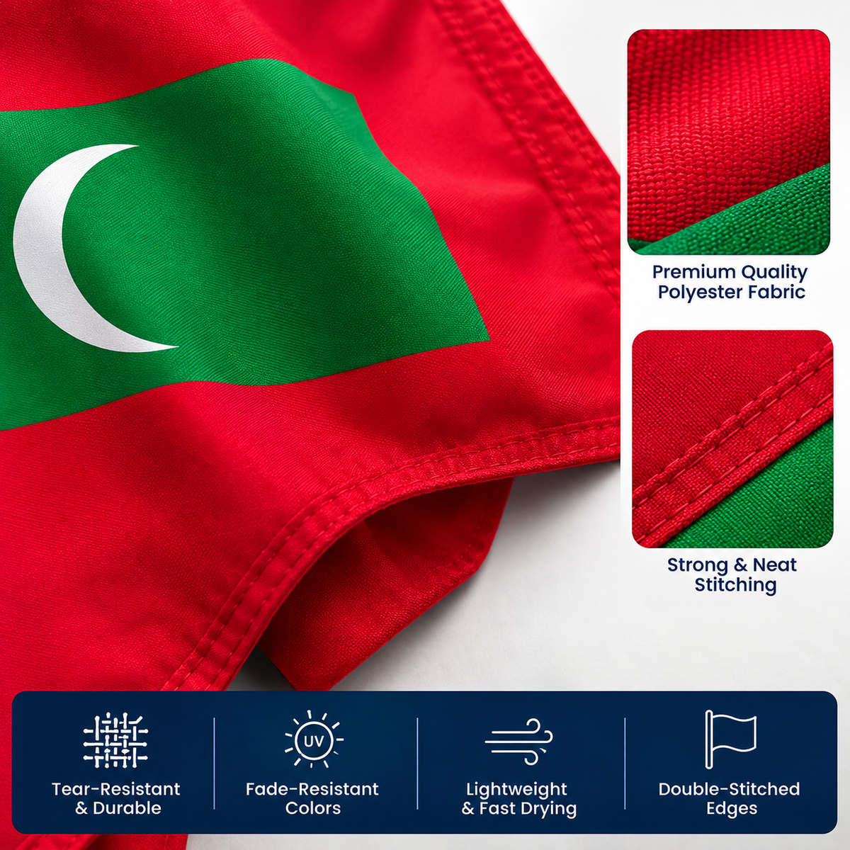 Maldives Flag 2'x3' to 5'x8' Nylon