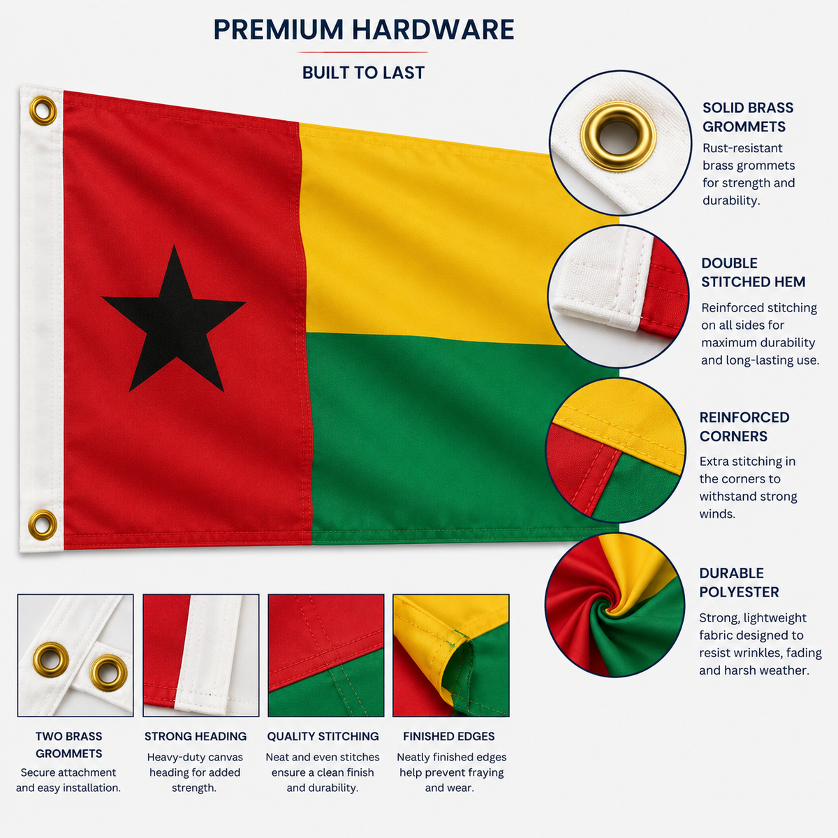 Guinea-Bissau Flag 2'x3' to 5'x8' Nylon