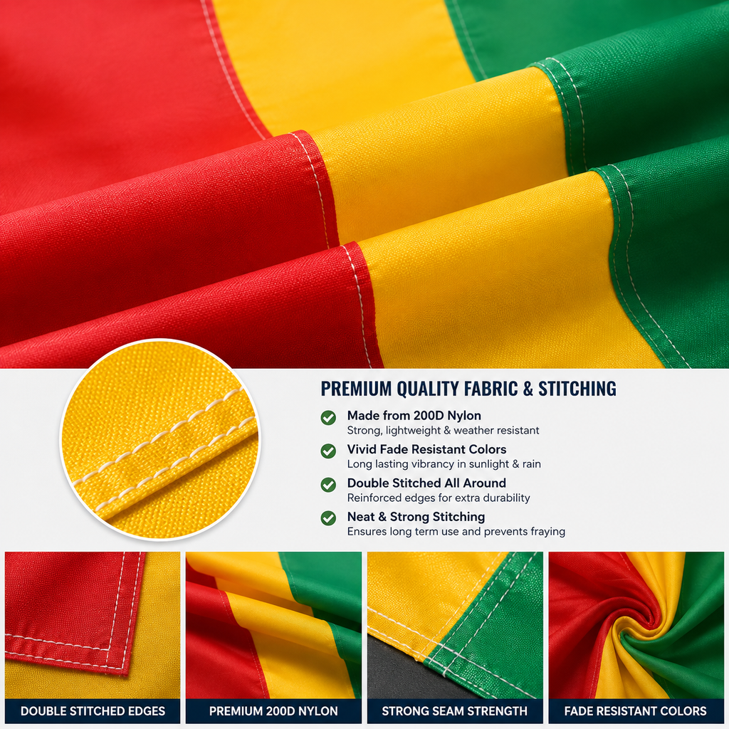 Guinea Flag 2'x3' to 5'x8' Nylon