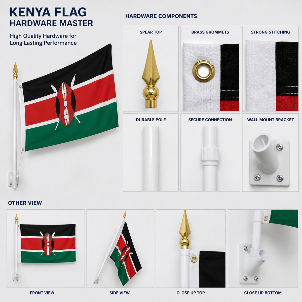 Kenya Flag 2'x3' to 5'x8' Nylon