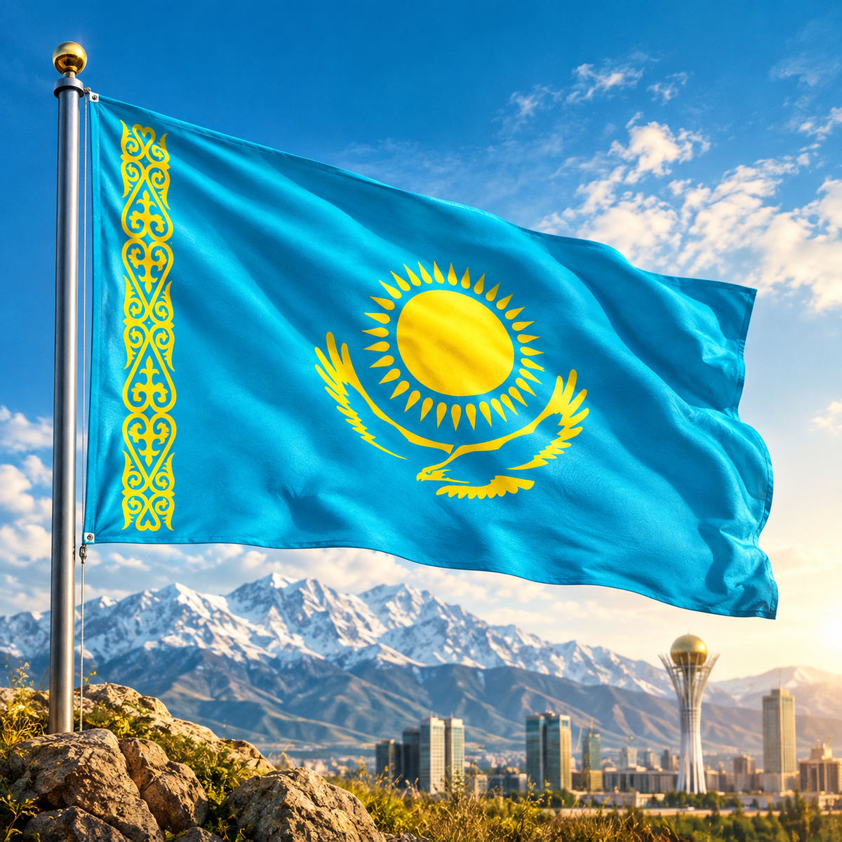 Kazakhstan Flag 2'x3' to 5'x8' Nylon
