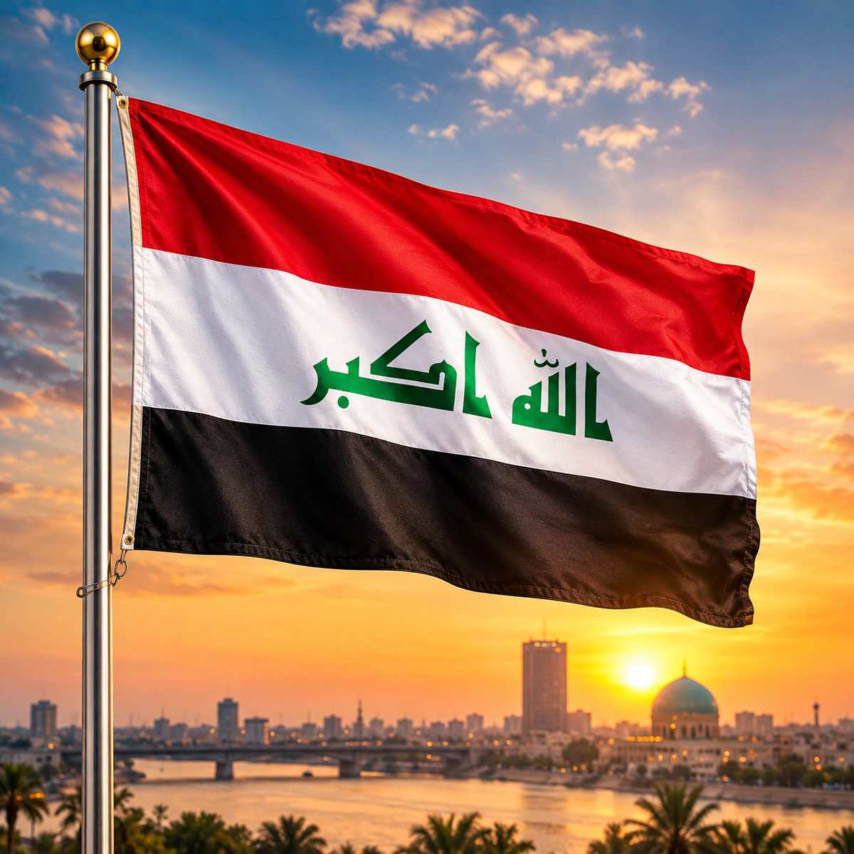 Iraq Flag 2'x3' to 5'x8' Nylon
