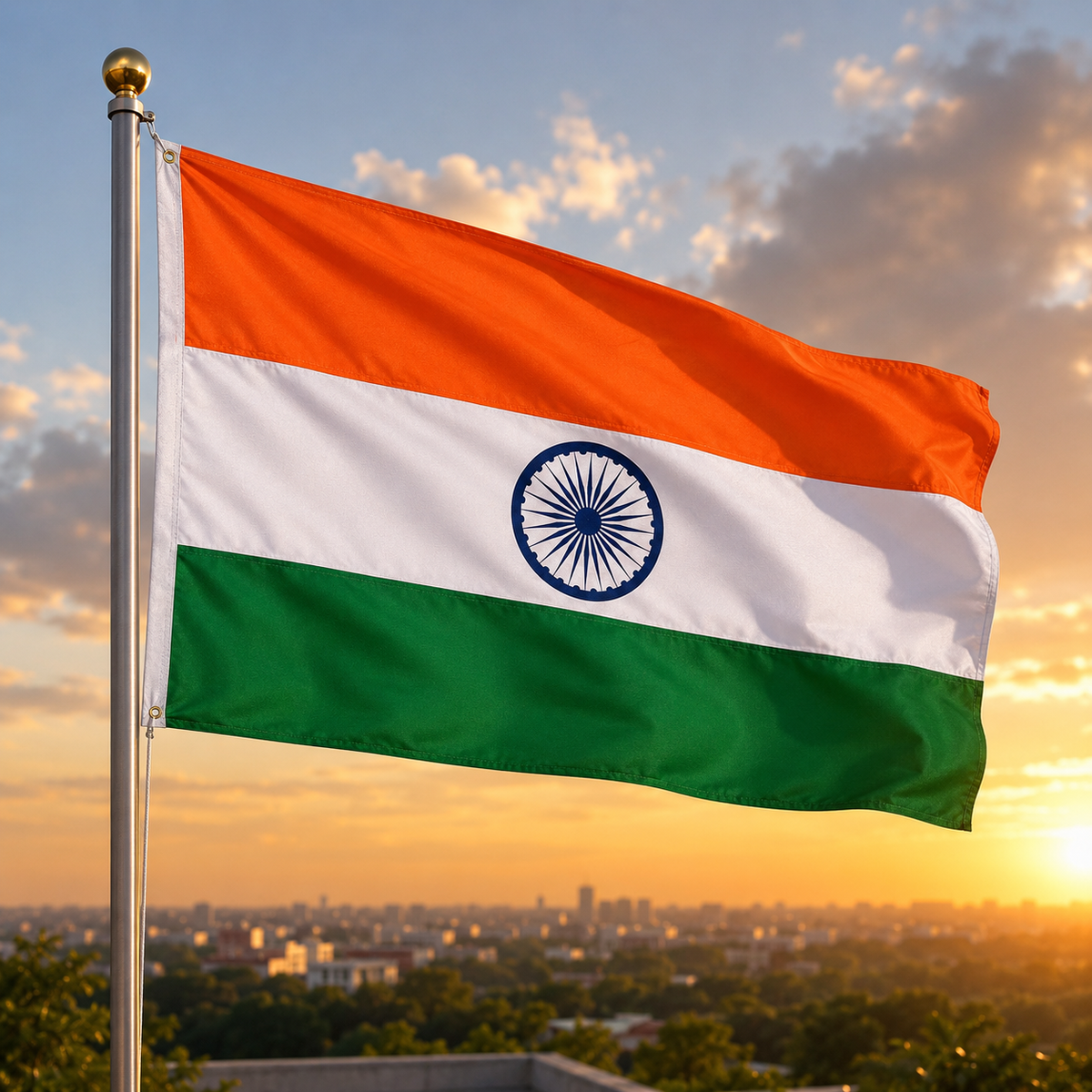 India Flag 2'x3' to 5'x8' Nylon