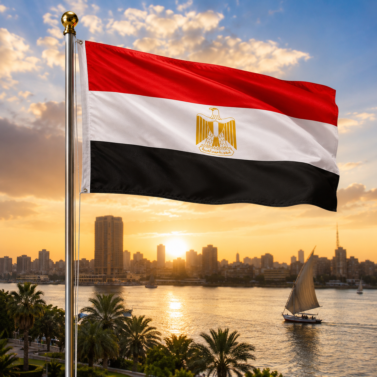 Egypt Flag 2'x3' to 5'x8' Nylon