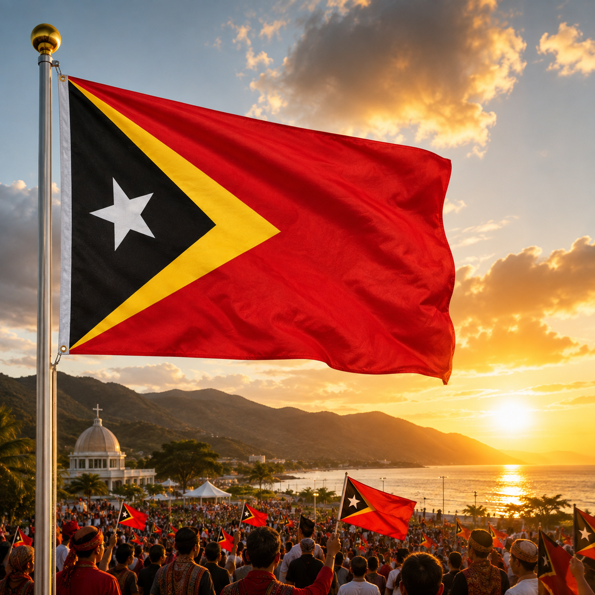 East Timor Flag 2'x3' to 5'x8' Nylon