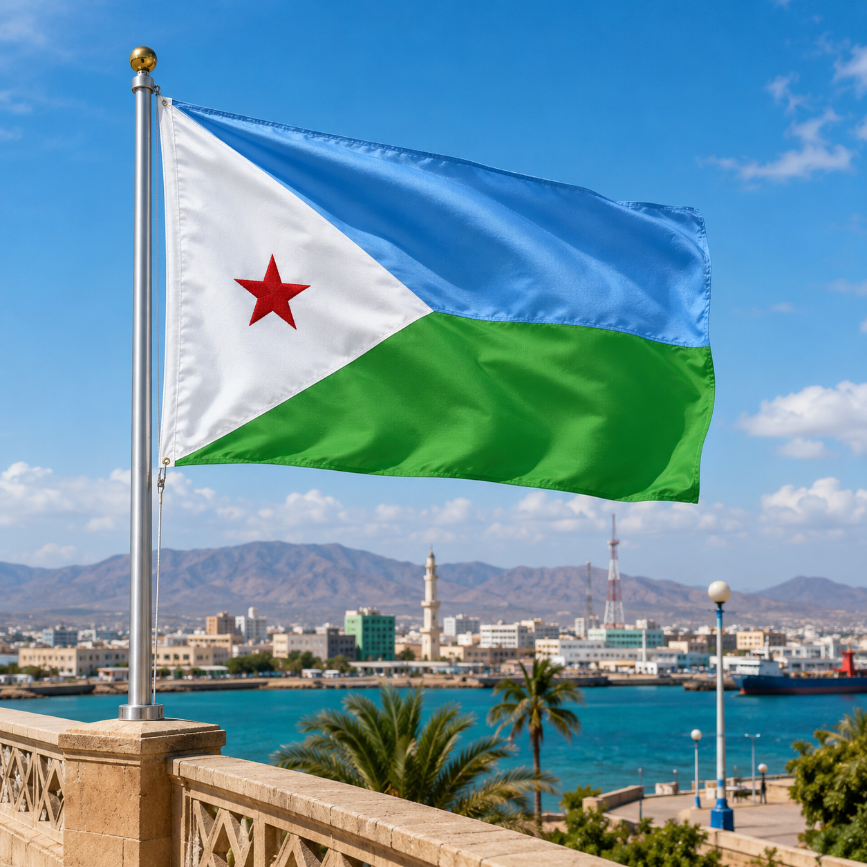 Djibouti Flag 2'x3' to 5'x8' Nylon