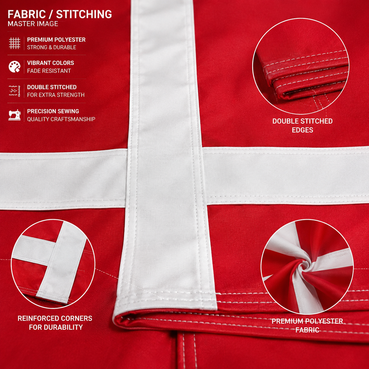 Denmark Flag 2'x3' to 5'x8' Nylon