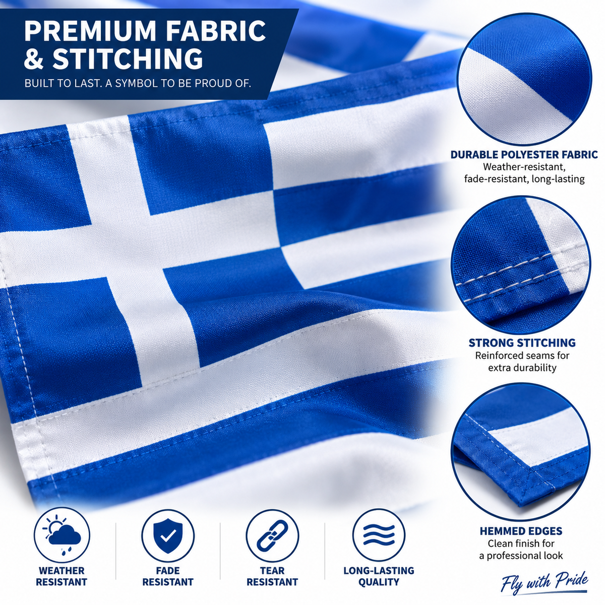 Greece Flag 2'x3' to 5'x8' Nylon