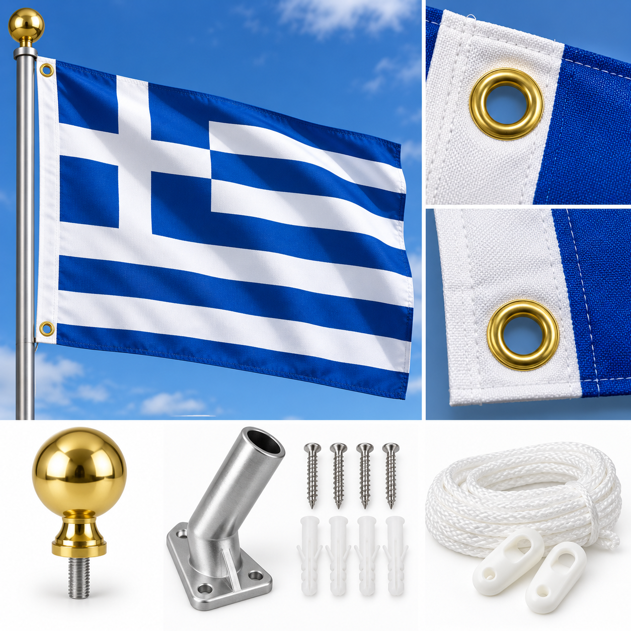 Greece Flag 2'x3' to 5'x8' Nylon