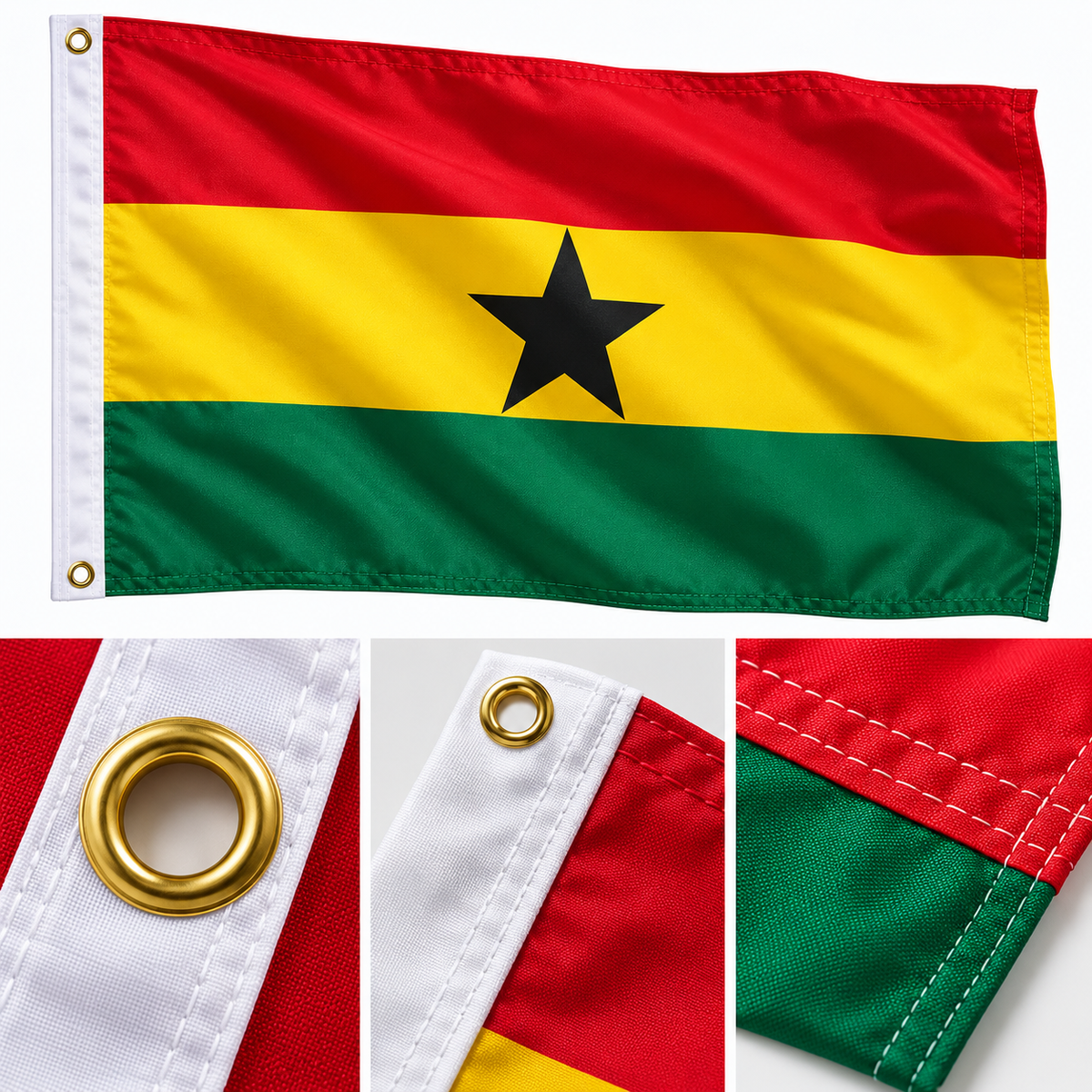 Ghana Flag 2'x3' to 5'x8' Nylon